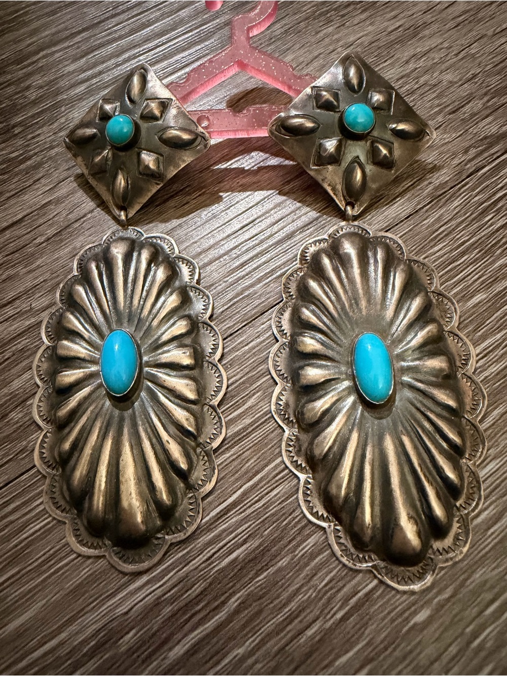 Rita Lee Oxidized Concho earrings - Sleeping Beauty